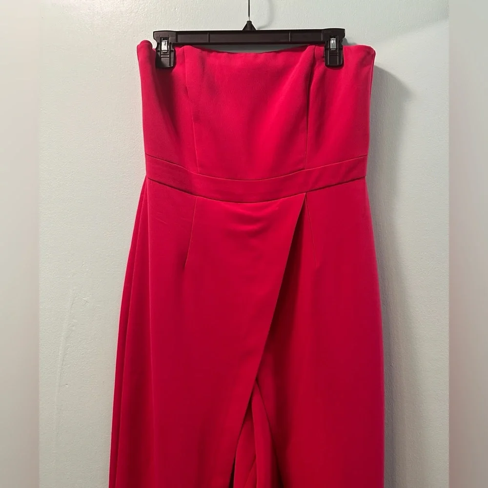 White House Black Market Pink Strapless Wide Leg Jumpsuit - Picture 4 of 11